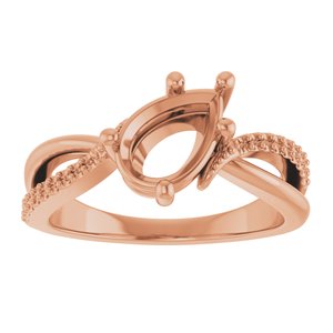 10K Rose Gold 9x6 mm Pear Ring Mounting – image 6