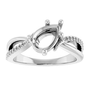 18K White Gold 9x6 mm Pear Ring Mounting – image 6