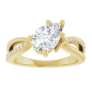 14K Yellow Gold 9x6 mm Pear Ring Mounting – image 5