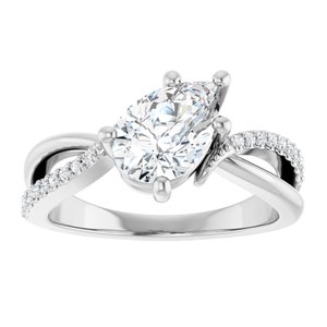 14K White Gold 9x6 mm Pear Ring Mounting – image 5