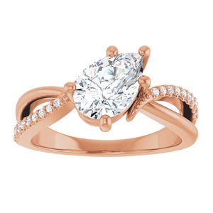 10K Rose Gold 9x6 mm Pear Ring Mounting – image 5