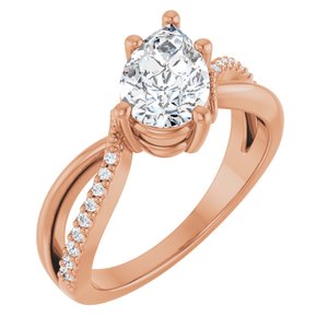 10K Rose Gold 9x6 mm Pear Ring Mounting