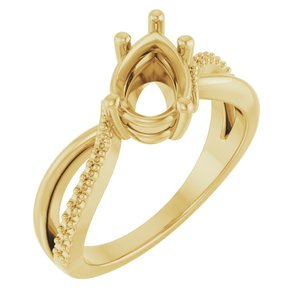 14K Yellow Gold 9x6 mm Pear Ring Mounting – image 2