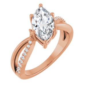 10K Rose Gold 12x6 mm Marquise Ring Mounting