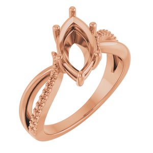 10K Rose Gold 12x6 mm Marquise Ring Mounting – image 2