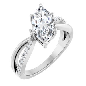 18K White Gold 12x6 mm Marquise Ring Mounting