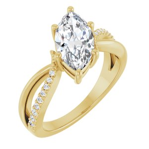 18K Yellow Gold 12x6 mm Marquise Ring Mounting
