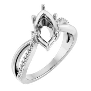 18K White Gold 12x6 mm Marquise Ring Mounting – image 2