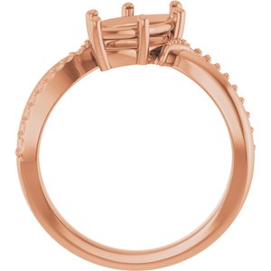 18K Rose Gold 12x6 mm Marquise Ring Mounting – image 4