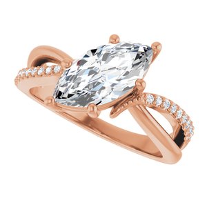 10K Rose Gold 12x6 mm Marquise Ring Mounting – image 8