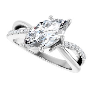 14K X1 White Gold 12x6 mm Marquise Ring Mounting – image 8