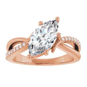 10K Rose Gold 12x6 mm Marquise Ring Mounting – image 5