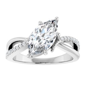 10K White Gold 12x6 mm Marquise Ring Mounting – image 5