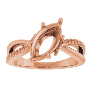10K Rose Gold 12x6 mm Marquise Ring Mounting – image 6