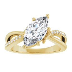 18K Yellow Gold 12x6 mm Marquise Ring Mounting – image 5