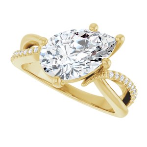 14K Yellow Gold 12x7.5 mm Pear Ring Mounting – image 8
