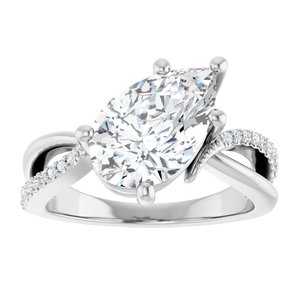 10K White Gold 12x7.5 mm Pear Ring Mounting – image 5