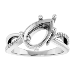 18K White Gold 12x7.5 mm Pear Ring Mounting – image 6