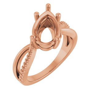10K Rose Gold 12x7.5 mm Pear Ring Mounting – image 2