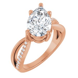 18K Rose Gold 12x7.5 mm Pear Ring Mounting