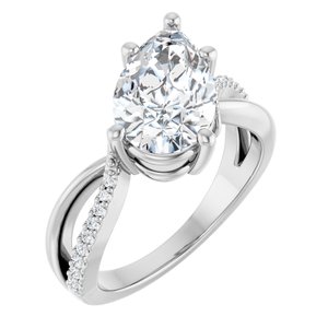 14K X1 White Gold 12x7.5 mm Pear Ring Mounting