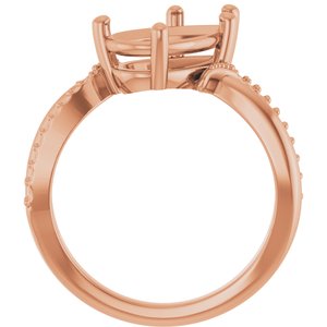 10K Rose Gold 12x7.5 mm Pear Ring Mounting – image 4