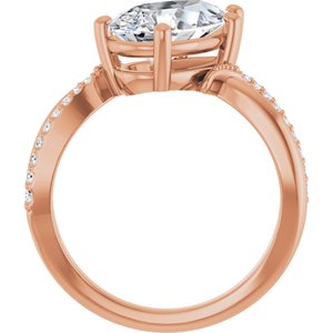 14K Rose Gold 12x7.5 mm Pear Ring Mounting – image 3