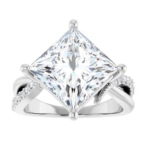 14K X1 White Gold 10x10 mm Square Ring Mounting – image 5