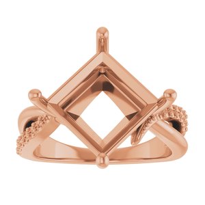 14K Rose Gold 10x10 mm Square Ring Mounting – image 6