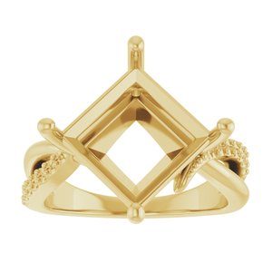 18K Yellow Gold 10x10 mm Square Ring Mounting – image 6