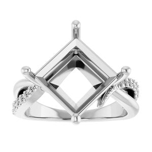 14K X1 White Gold 10x10 mm Square Ring Mounting – image 6