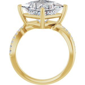 14K Yellow Gold 10x10 mm Square Ring Mounting – image 3