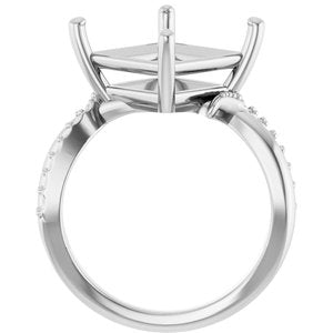14K X1 White Gold 10x10 mm Square Ring Mounting – image 4