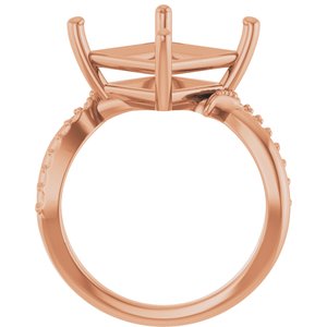 18K Rose Gold 10x10 mm Square Ring Mounting – image 4