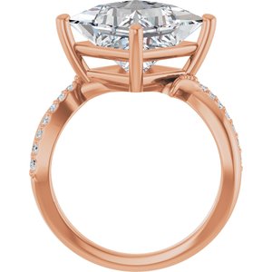 18K Rose Gold 10x10 mm Square Ring Mounting – image 3