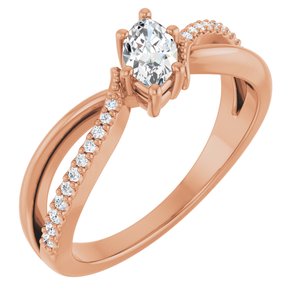 10K Rose Gold 6x3.5 mm Marquise Ring Mounting