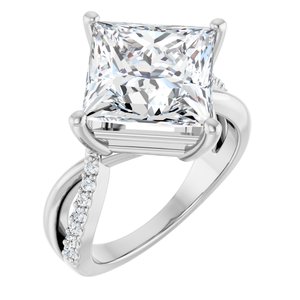 10K White Gold 10x10 mm Square Ring Mounting