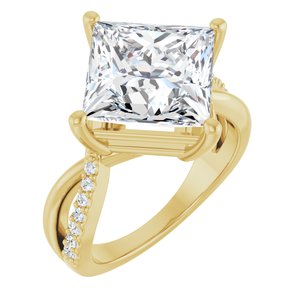 14K Yellow Gold 10x10 mm Square Ring Mounting