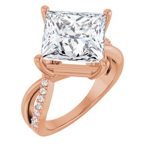 18K Rose Gold 10x10 mm Square Ring Mounting