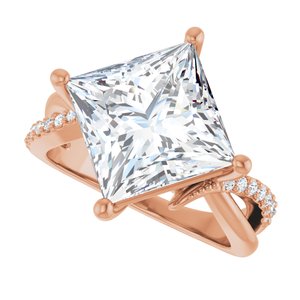 10K Rose Gold 10x10 mm Square Ring Mounting – image 8