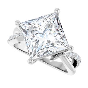 10K White Gold 10x10 mm Square Ring Mounting – image 8
