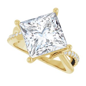 18K Yellow Gold 10x10 mm Square Ring Mounting – image 8