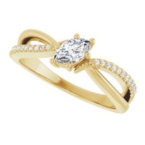 18K Yellow Gold 6x3.5 mm Marquise Ring Mounting – image 8