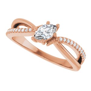 14K Rose Gold 6x3.5 mm Marquise Ring Mounting – image 8
