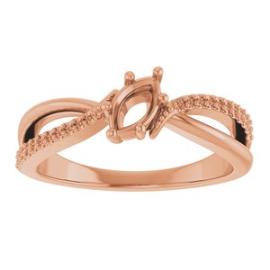 14K Rose Gold 6x3.5 mm Marquise Ring Mounting – image 6