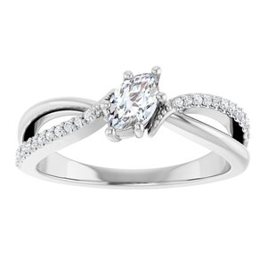 14K White Gold 6x3.5 mm Marquise Ring Mounting – image 5