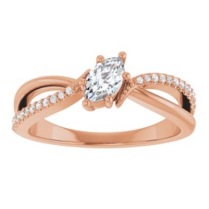 10K Rose Gold 6x3.5 mm Marquise Ring Mounting – image 5