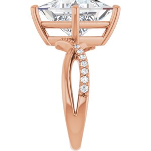 10K Rose Gold 10x10 mm Square Ring Mounting – image 7
