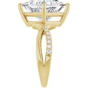 18K Yellow Gold 10x10 mm Square Ring Mounting – image 7