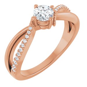 18K Rose Gold 4.4 mm Round Ring Mounting